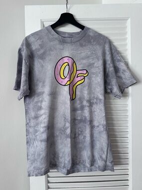 Classic donut OF logo tee, grey mineral wash, 100% cotton, OFWGKTA label, Large